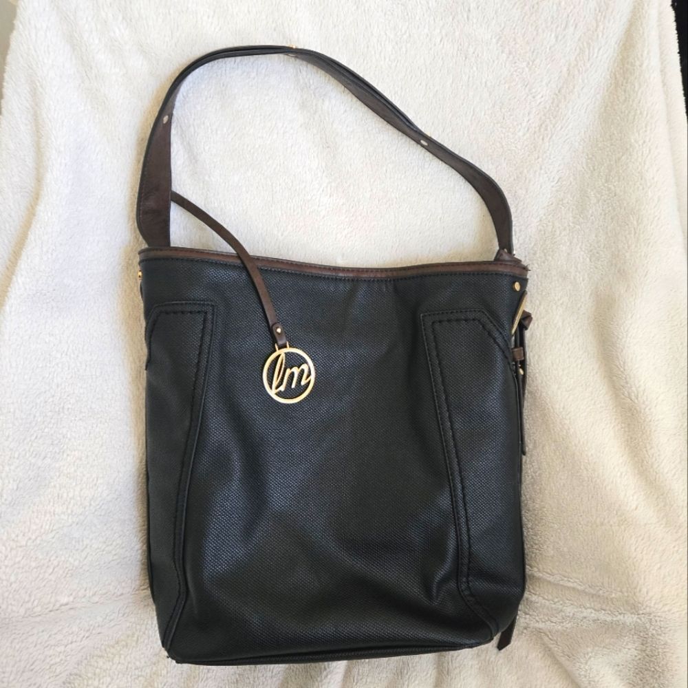 Vegan Leather Black Tote Bag Casual Office